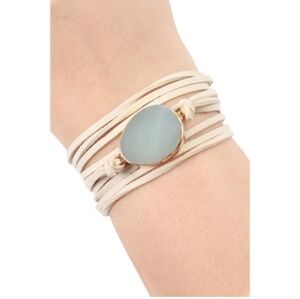 Green Cream Stone Wrap Bracelet